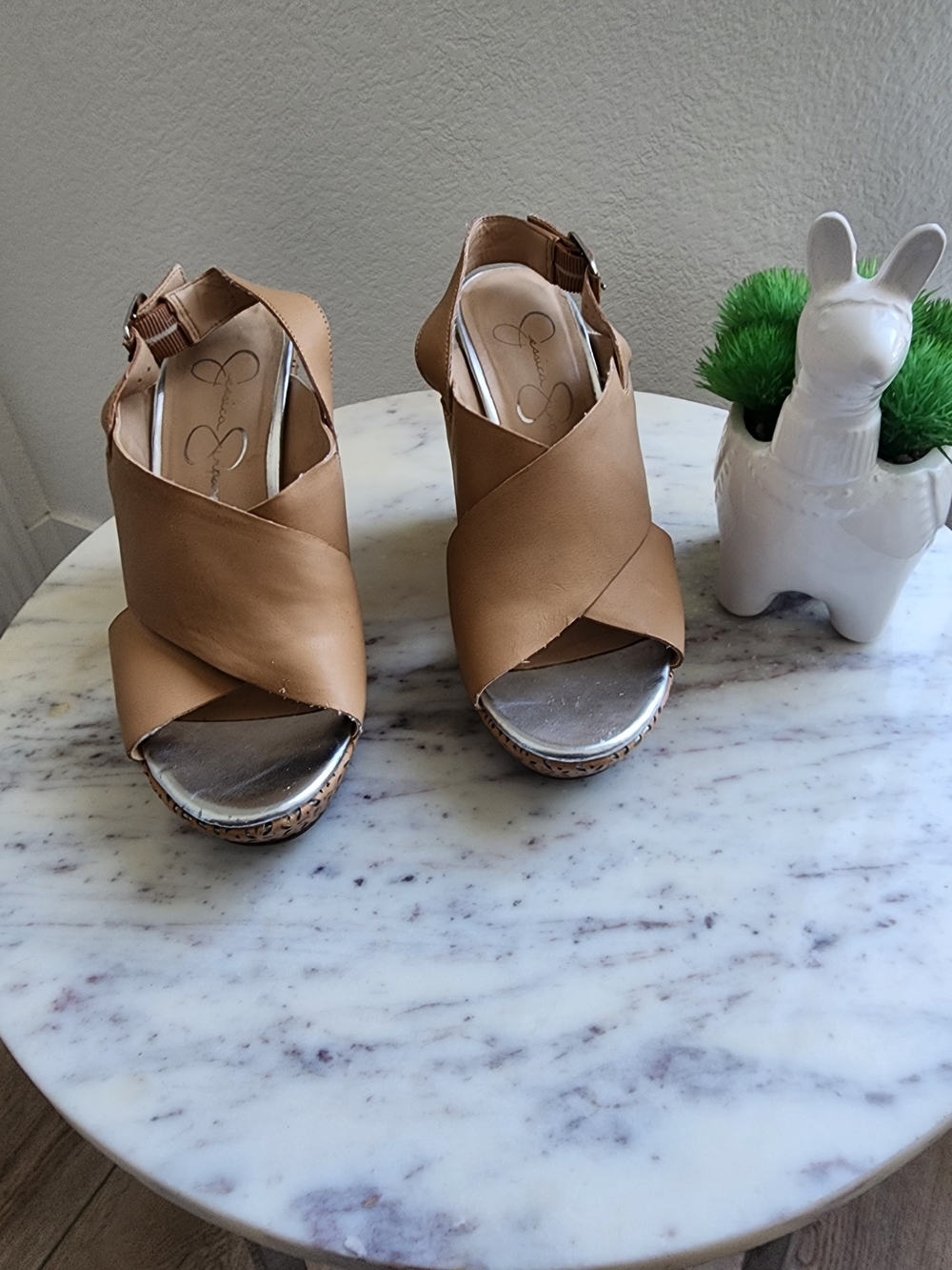 Jessica Simpson - Women’s Tan Crisscross Wedge Sandals